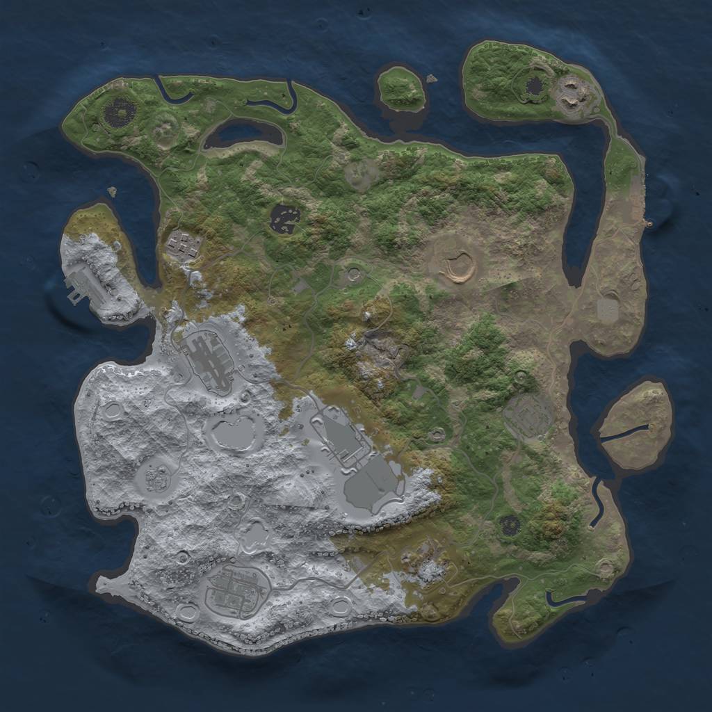 Rust Map: Procedural Map, Size: 3500, Seed: 576349285, 16 Monuments