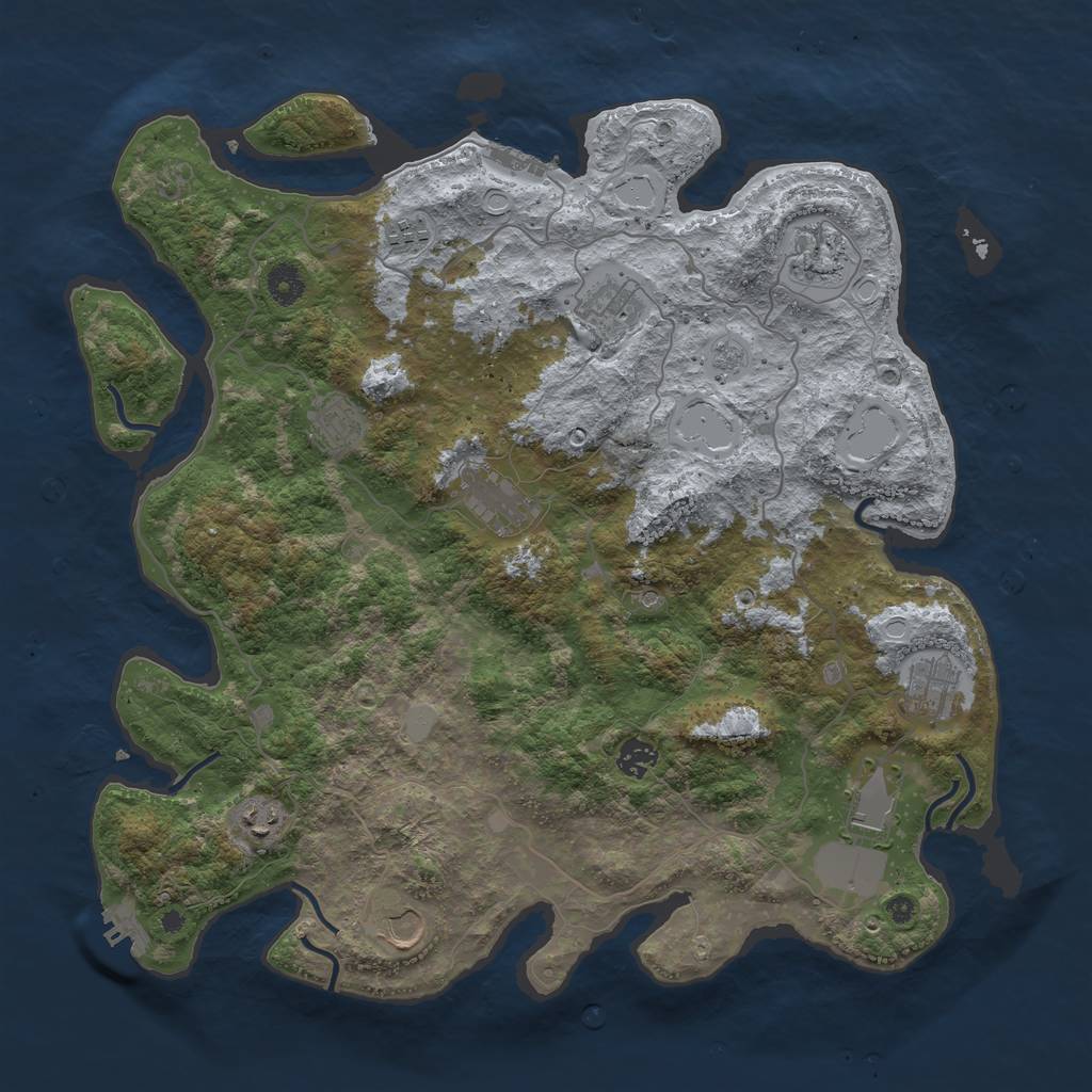 Rust Map: Procedural Map, Size: 4169, Seed: 123745387, 17 Monuments