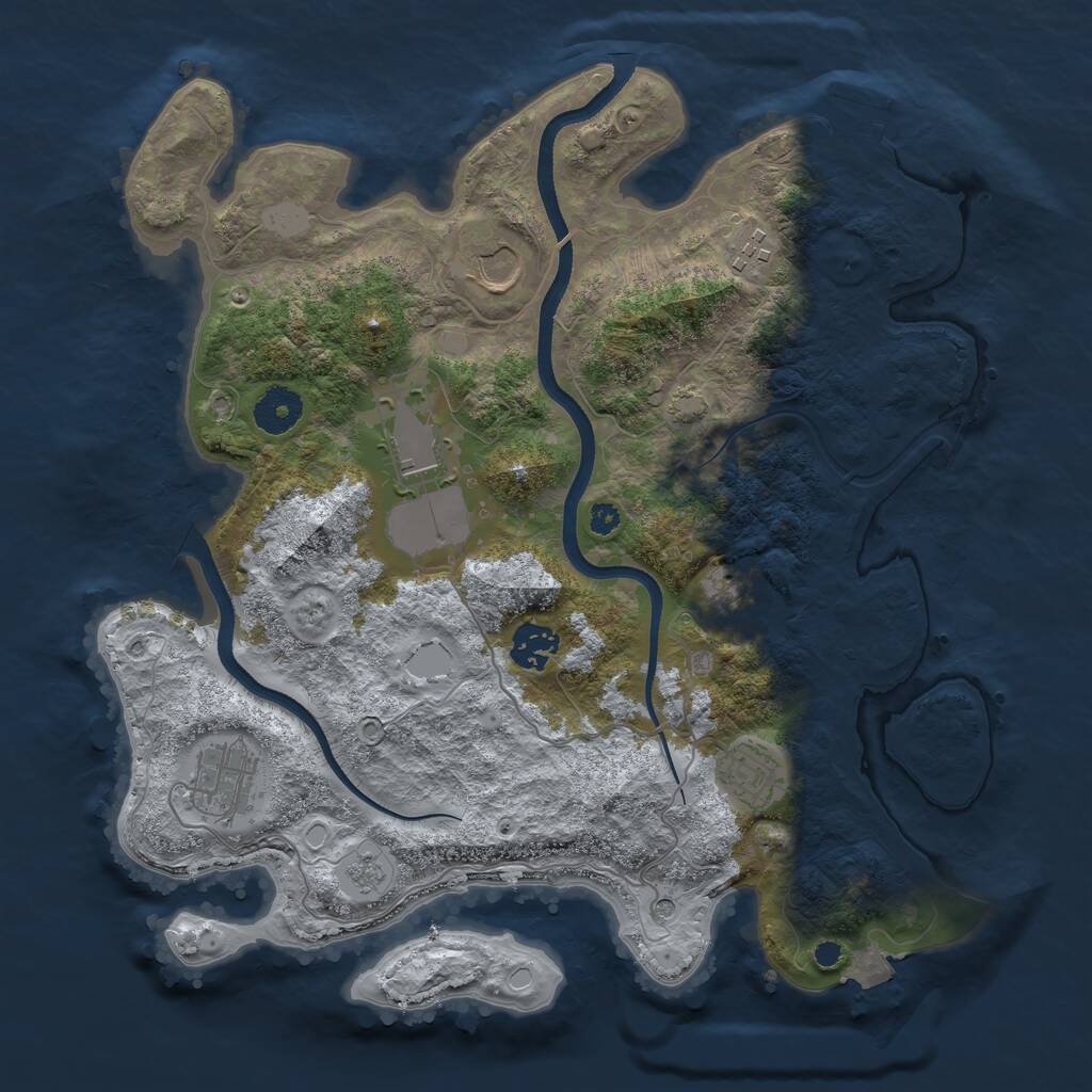Rust Map: Procedural Map, Size: 3500, Seed: 1389, 12 Monuments