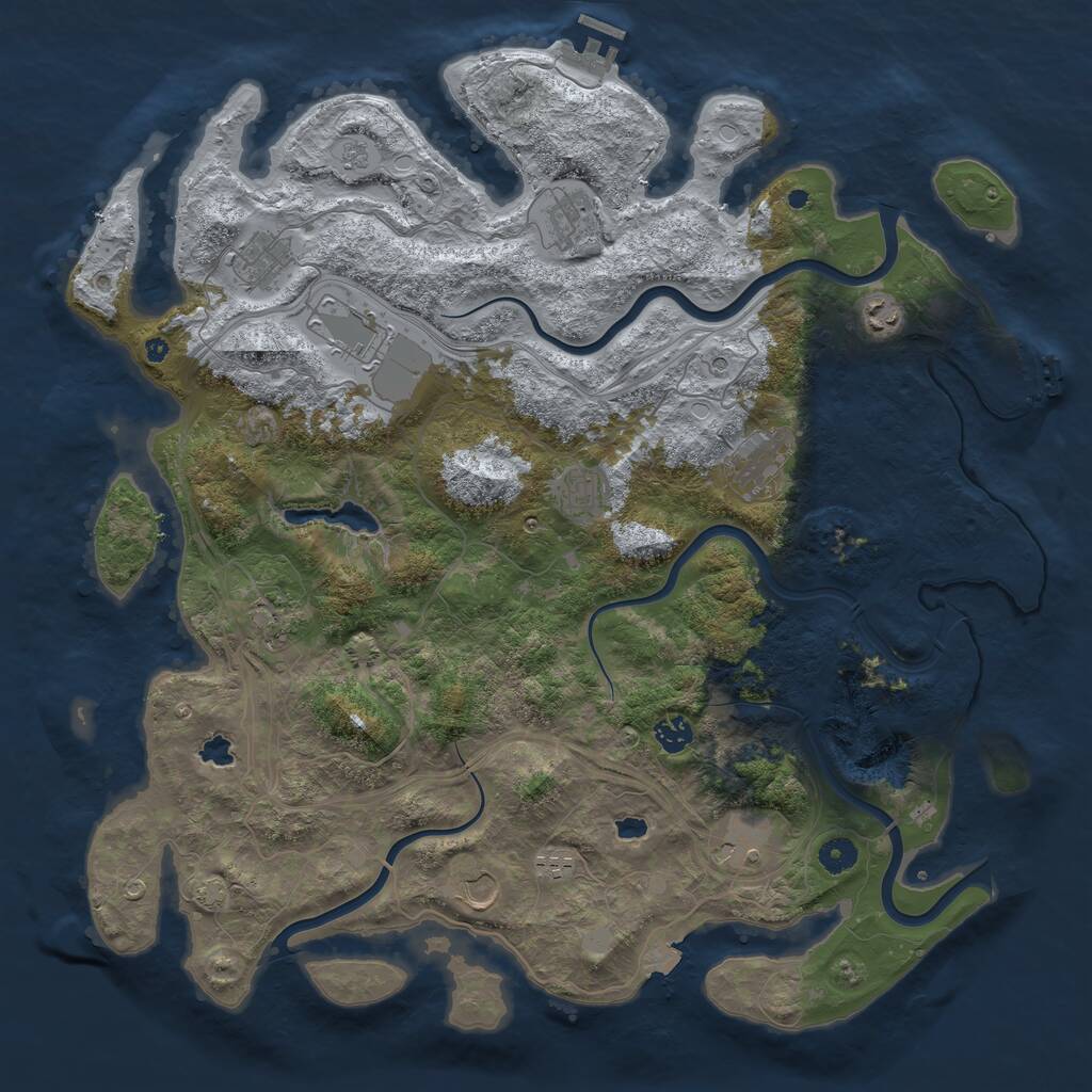 Rust Map: Procedural Map, Size: 4500, Seed: 1999215819, 17 Monuments
