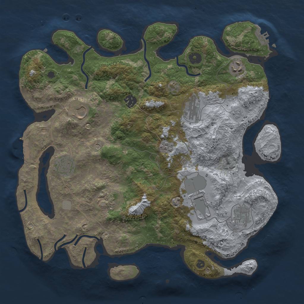 Rust Map: Procedural Map, Size: 3700, Seed: 2044003895, 16 Monuments