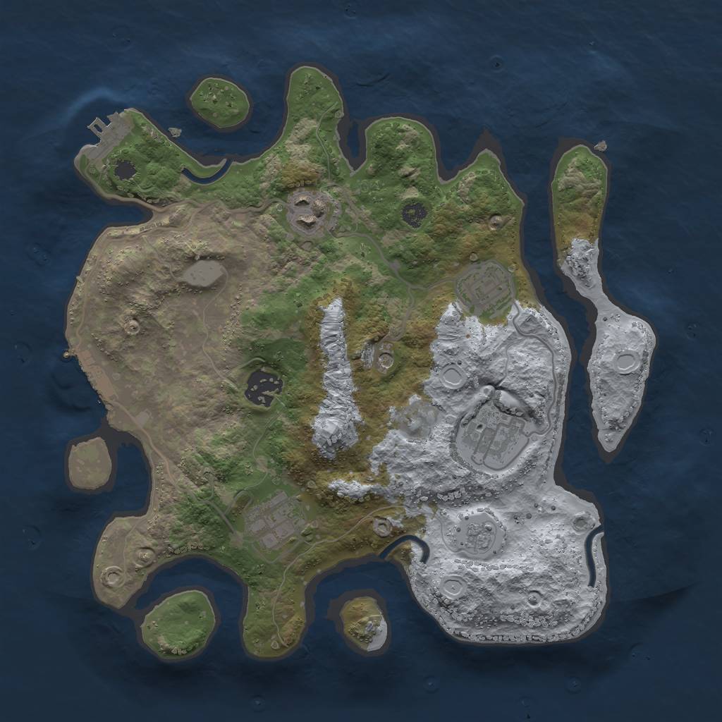 Rust Map: Procedural Map, Size: 3000, Seed: 345133135, 12 Monuments