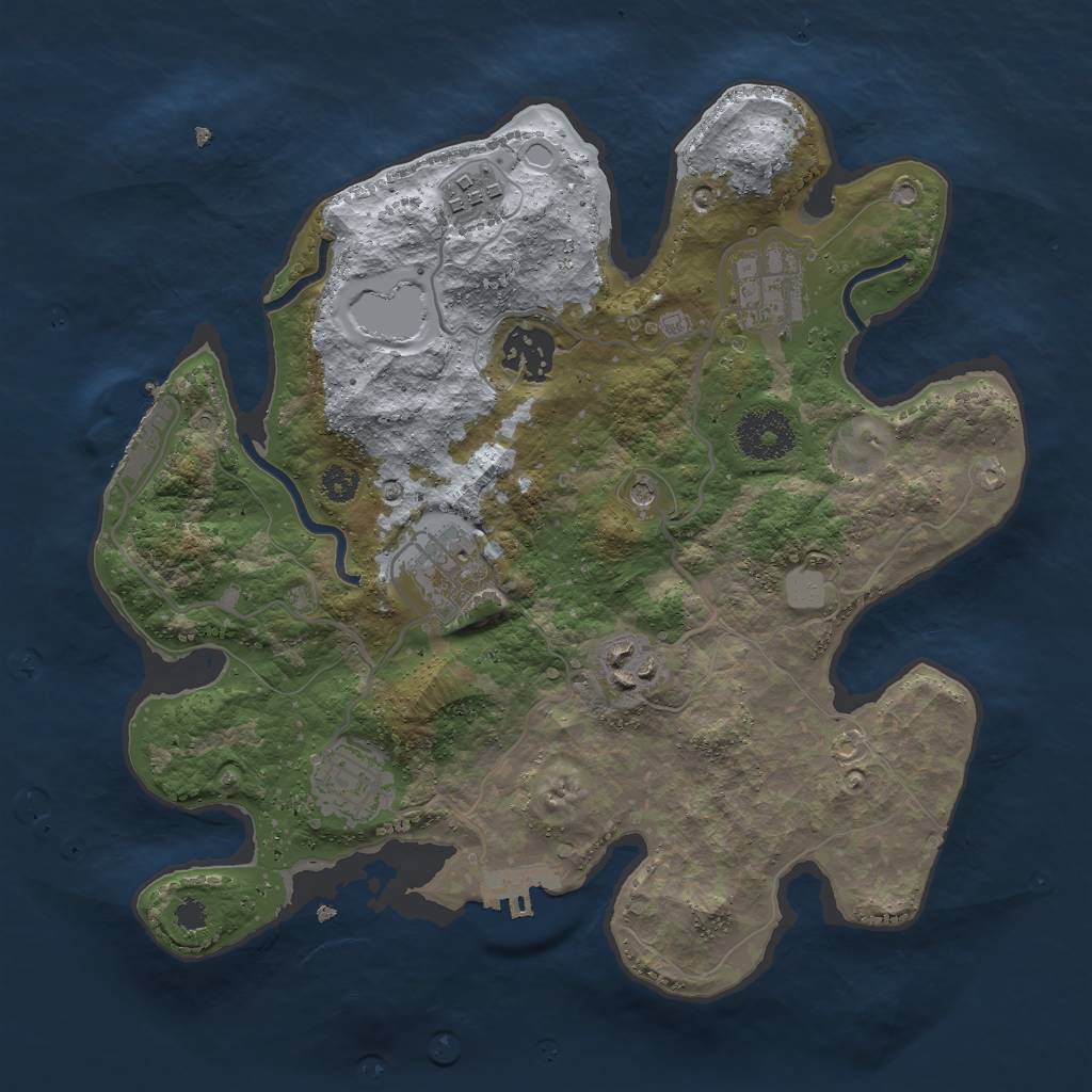 Rust Map: Procedural Map, Size: 3000, Seed: 14047460, 12 Monuments
