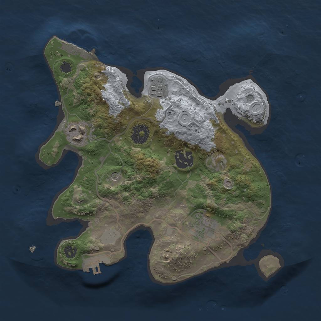 Rust Map: Procedural Map, Size: 2500, Seed: 2086893051, 10 Monuments