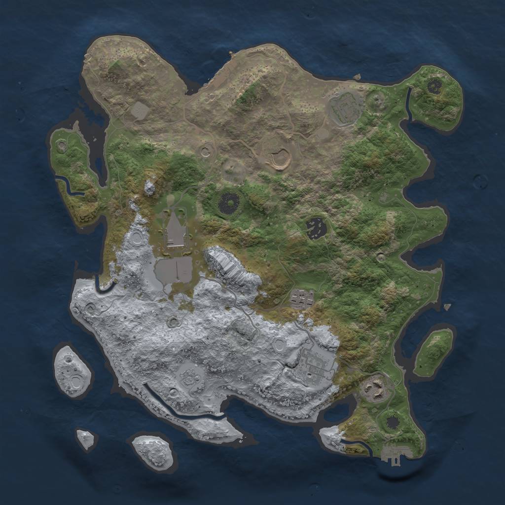 Rust Map: Procedural Map, Size: 3500, Seed: 27134762, 14 Monuments