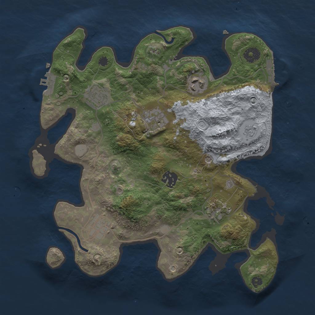 Rust Map: Procedural Map, Size: 3000, Seed: 406438312, 13 Monuments