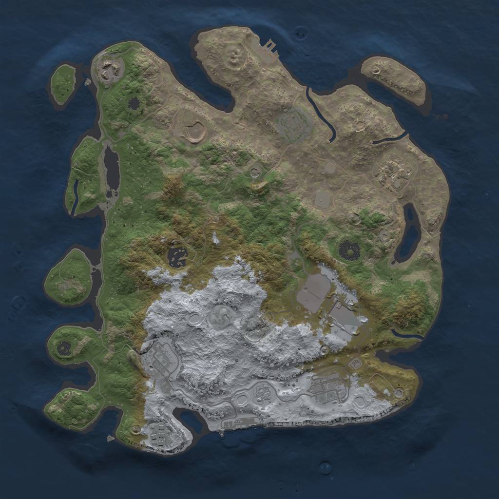 Rust Map: Procedural Map, Size: 3500, Seed: 614611925, 16 Monuments