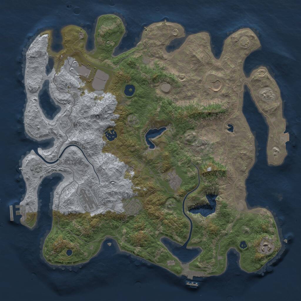 Rust Map: Procedural Map, Size: 4000, Seed: 198236083, 14 Monuments