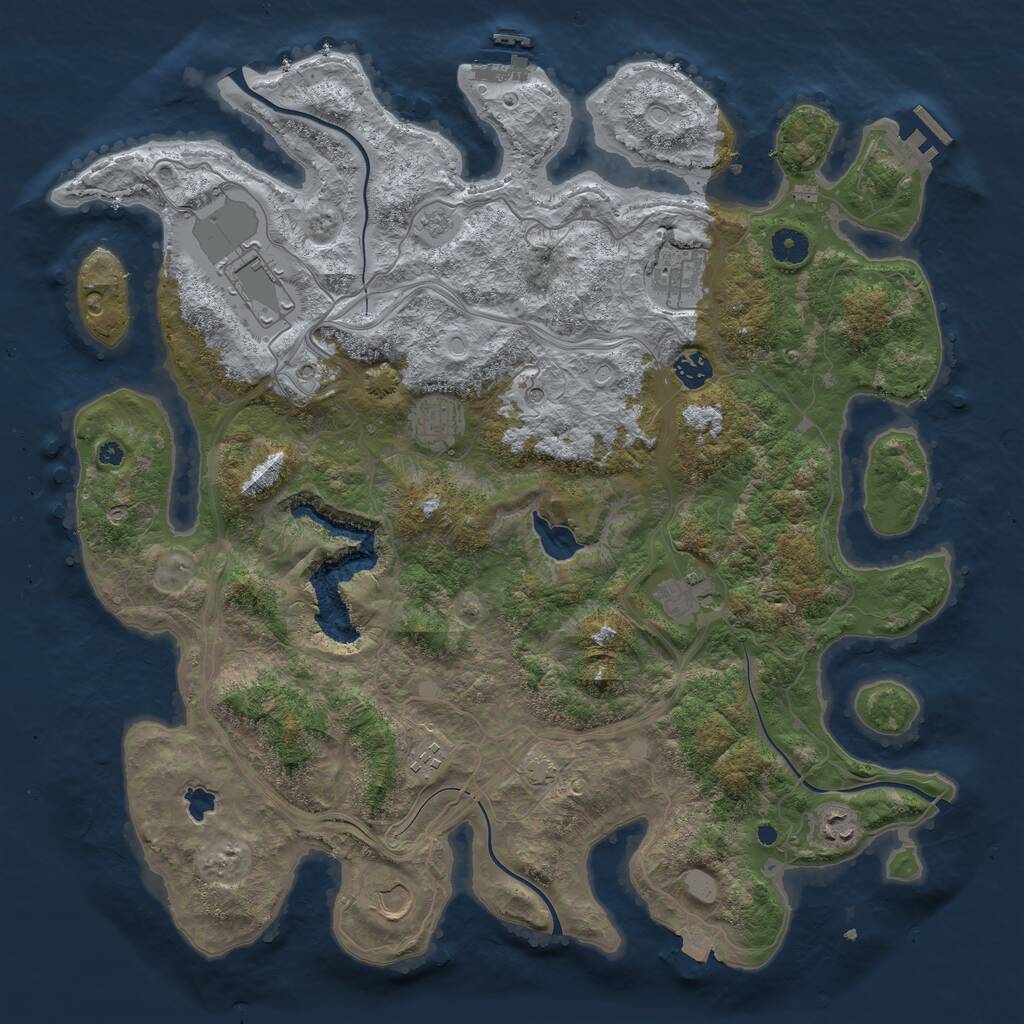 Rust Map: Procedural Map, Size: 4250, Seed: 892214045, 14 Monuments