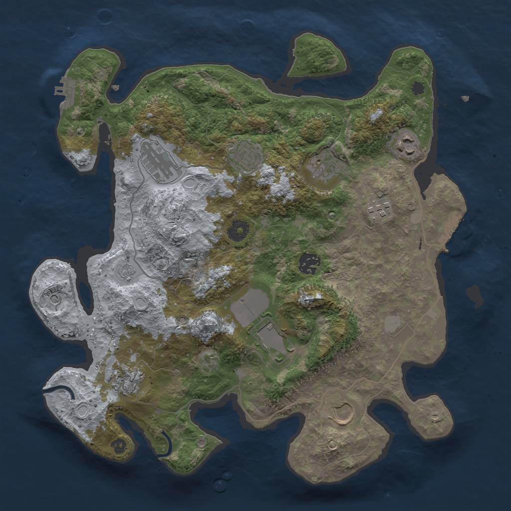 Rust Map: Procedural Map, Size: 3500, Seed: 83165081, 16 Monuments