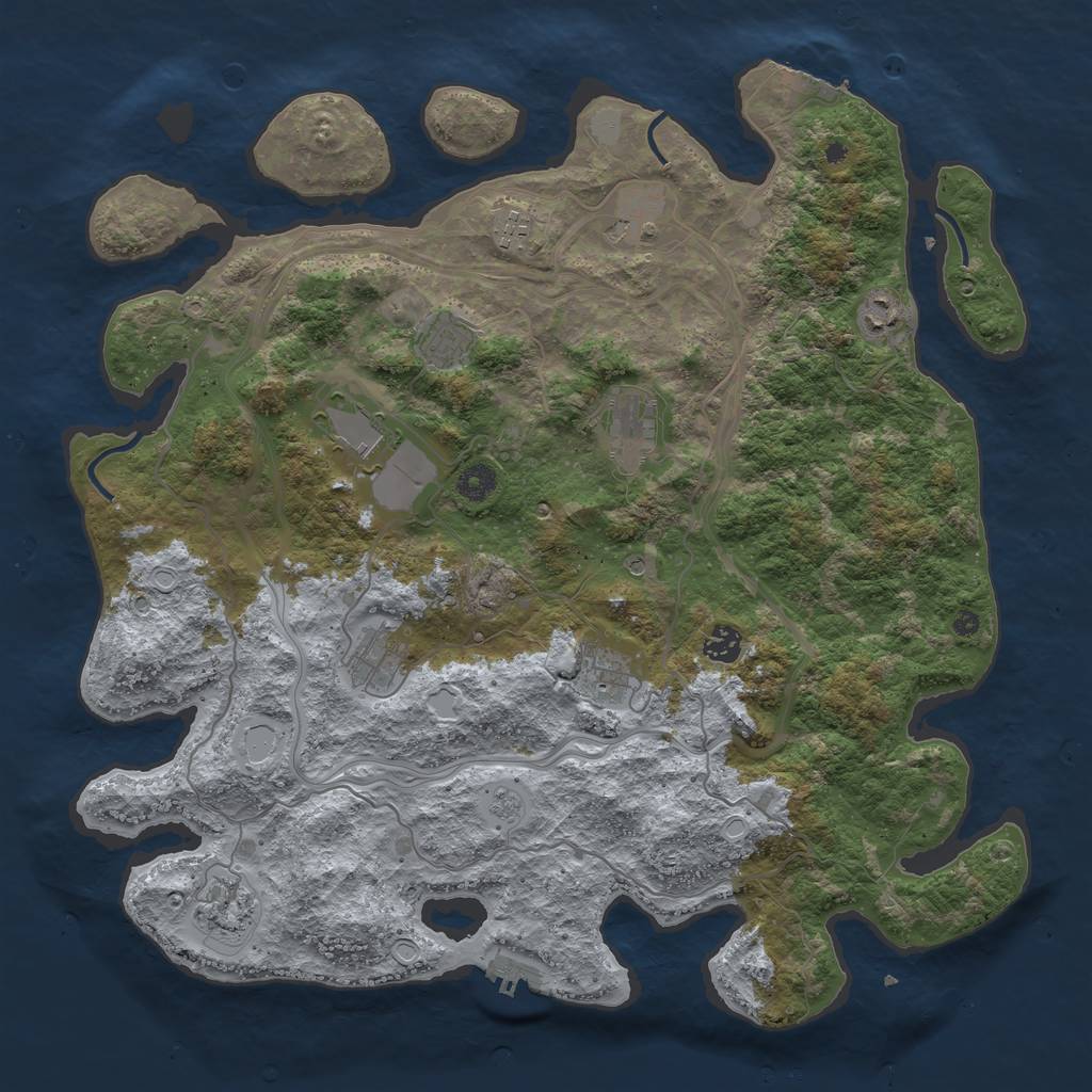 Rust Map: Procedural Map, Size: 4250, Seed: 21042375, 17 Monuments