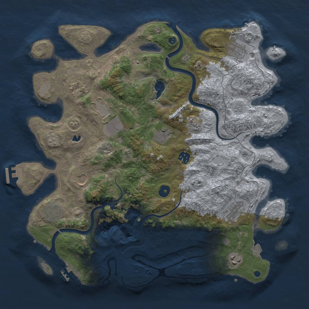 Rust Map: Procedural Map, Size: 4000, Seed: 296903361, 16 Monuments
