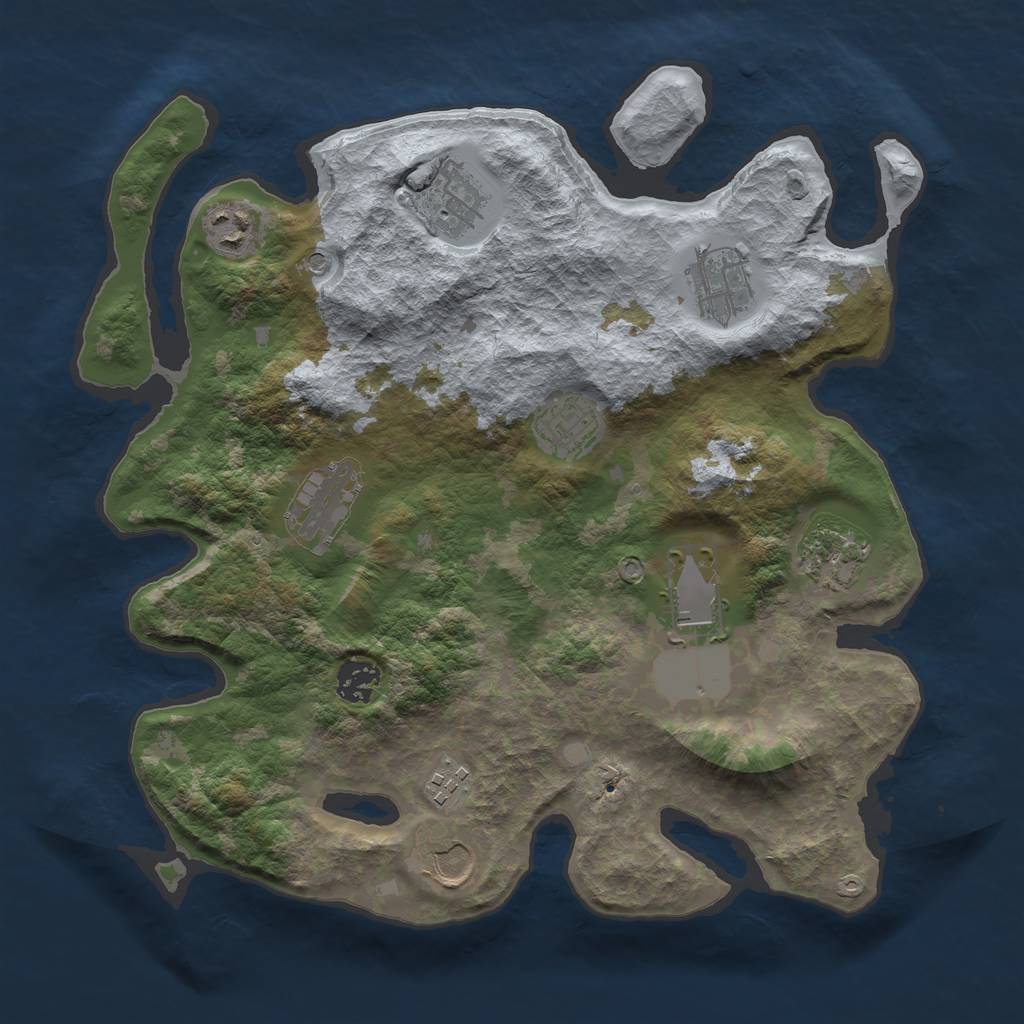 Rust Map: Barren, Size: 3500, Seed: 1747730029, 13 Monuments