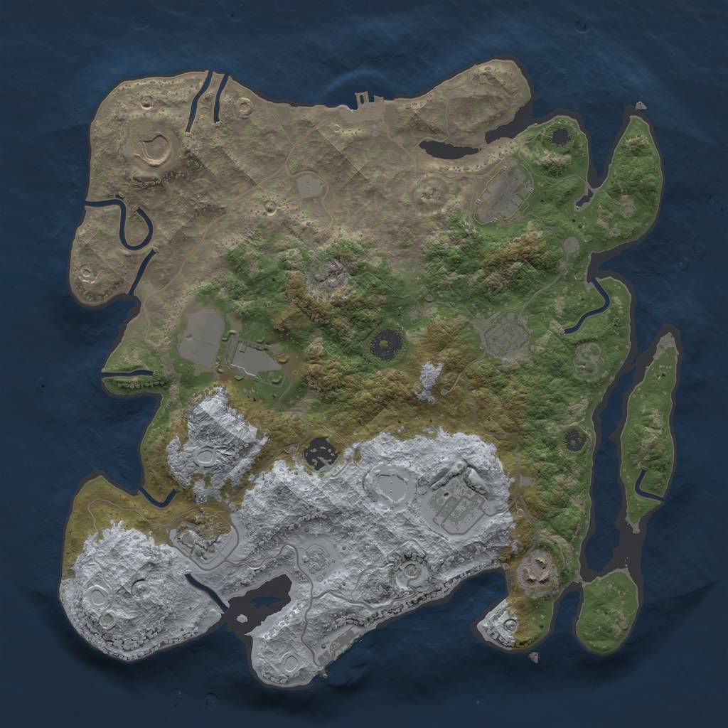 Rust Map: Procedural Map, Size: 3500, Seed: 1846580909, 15 Monuments