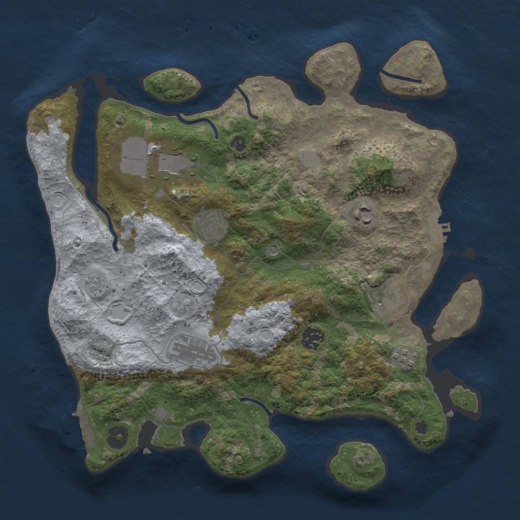 Rust Map: Procedural Map, Size: 3500, Seed: 1320663356, 14 Monuments