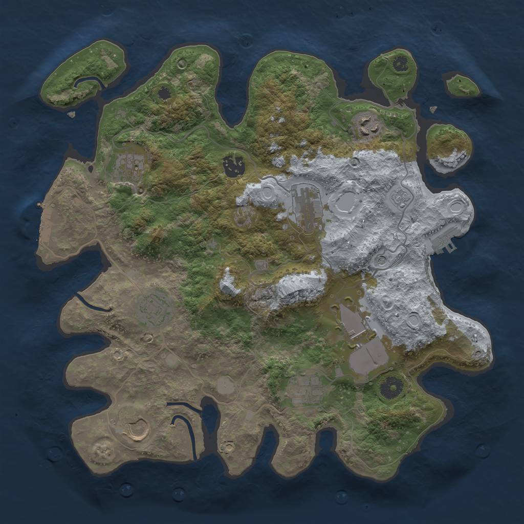 Rust Map: Procedural Map, Size: 3500, Seed: 232323, 15 Monuments