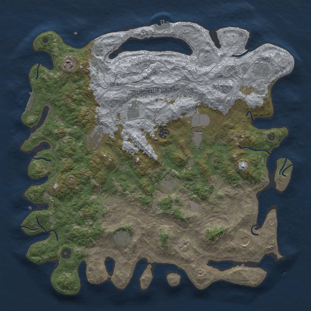 Rust Map: Procedural Map, Size: 4500, Seed: 84968333, 17 Monuments