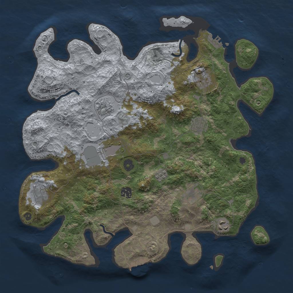 Rust Map: Procedural Map, Size: 3850, Seed: 3863626, 16 Monuments