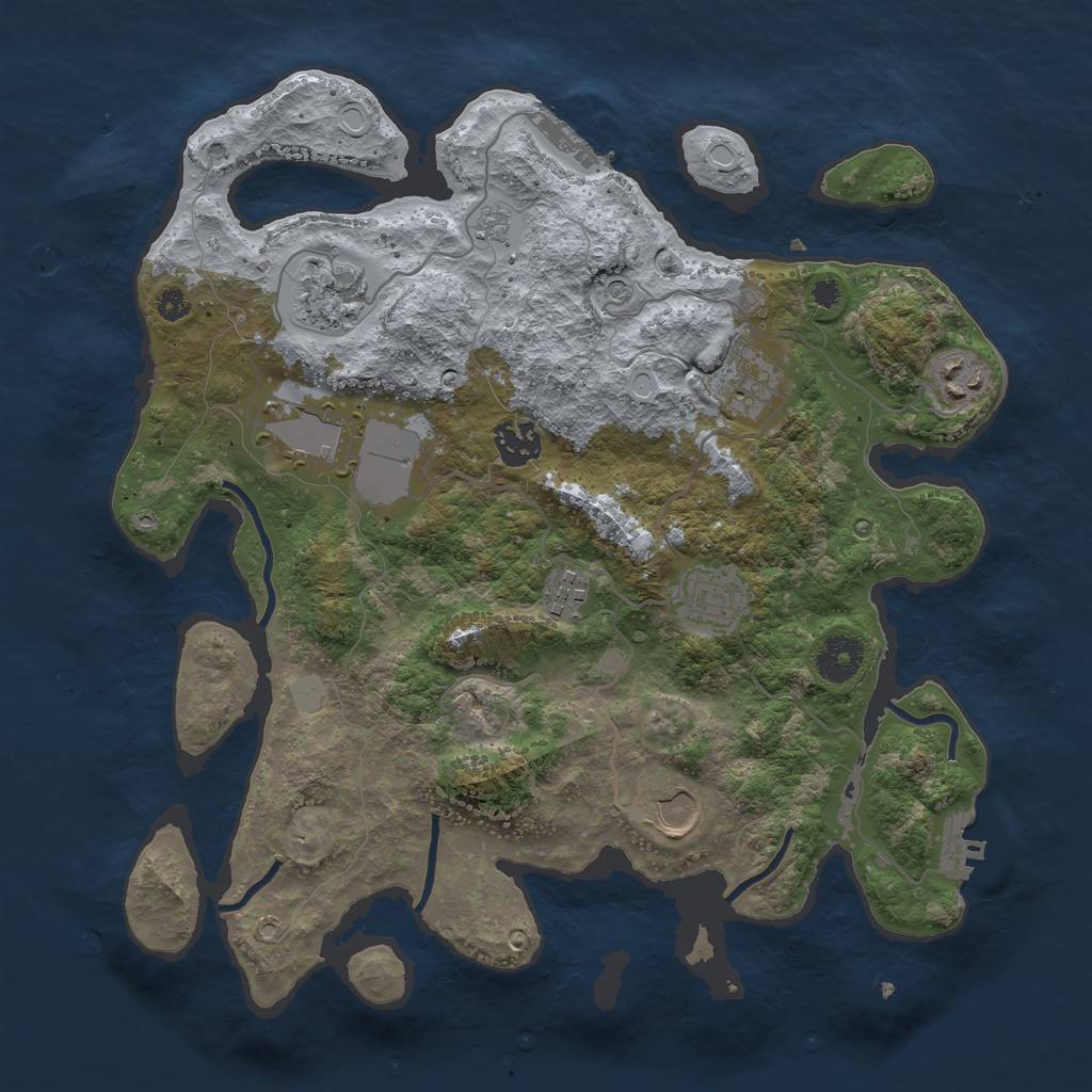 Rust Map: Procedural Map, Size: 3500, Seed: 77647499, 15 Monuments