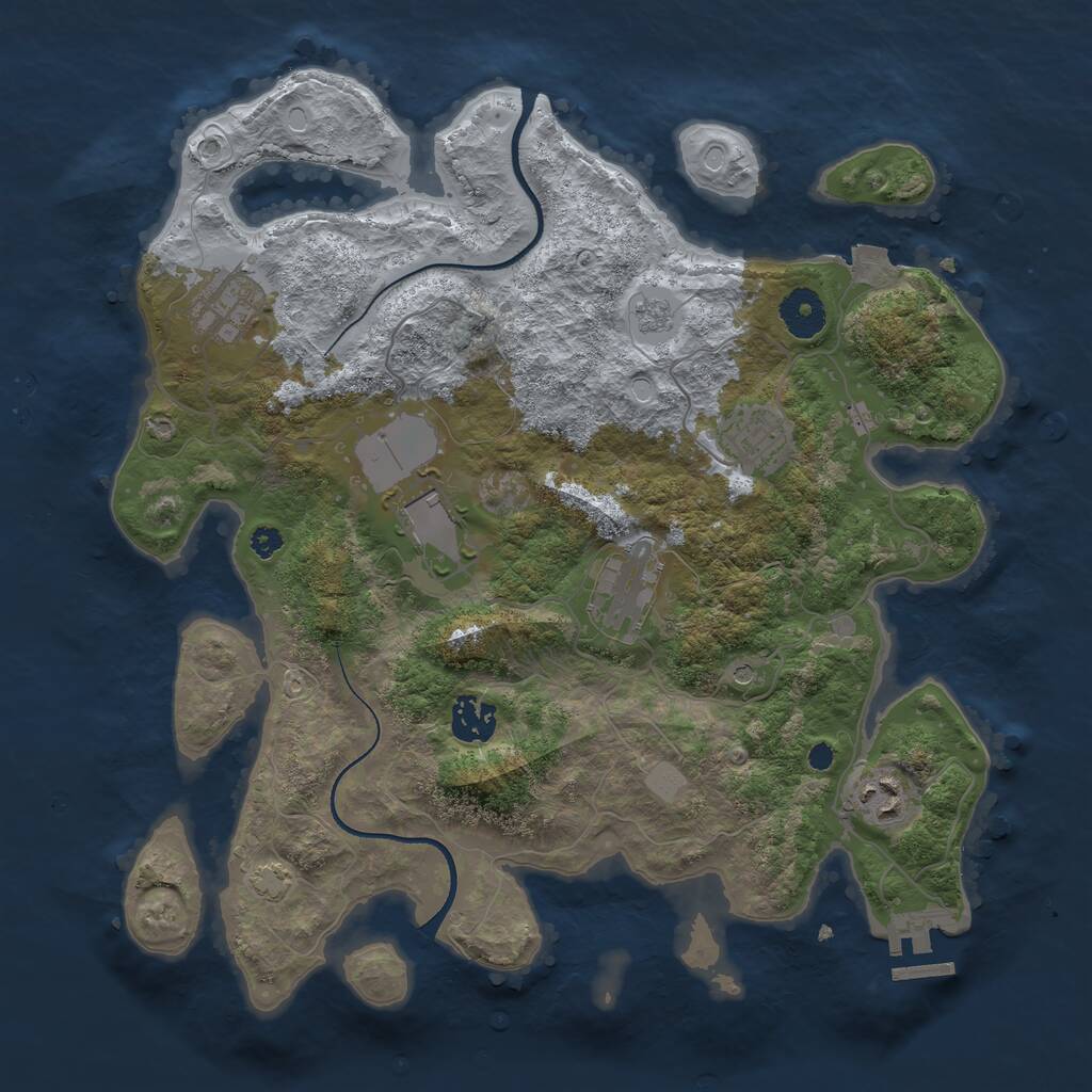 Rust Map: Procedural Map, Size: 3500, Seed: 77647499, 11 Monuments