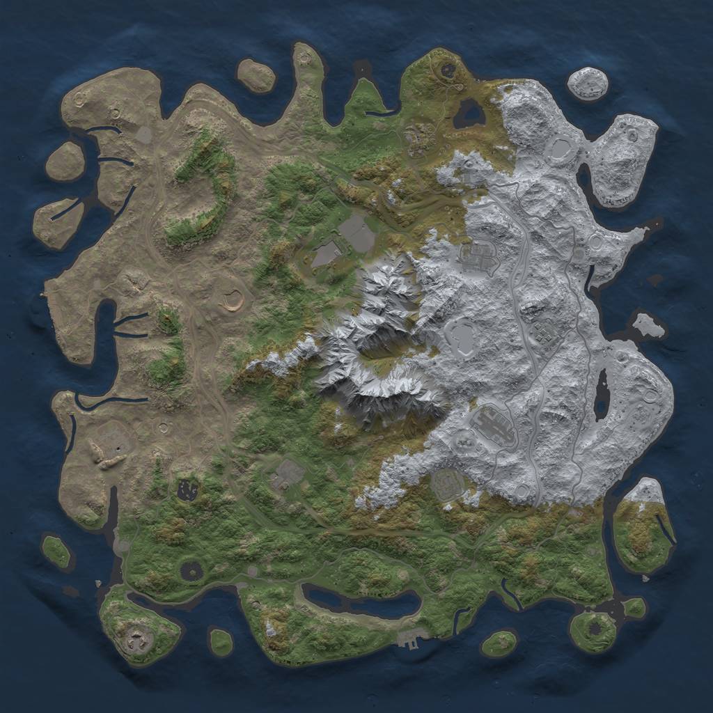 Rust Map: Procedural Map, Size: 5000, Seed: 2028516808, 18 Monuments