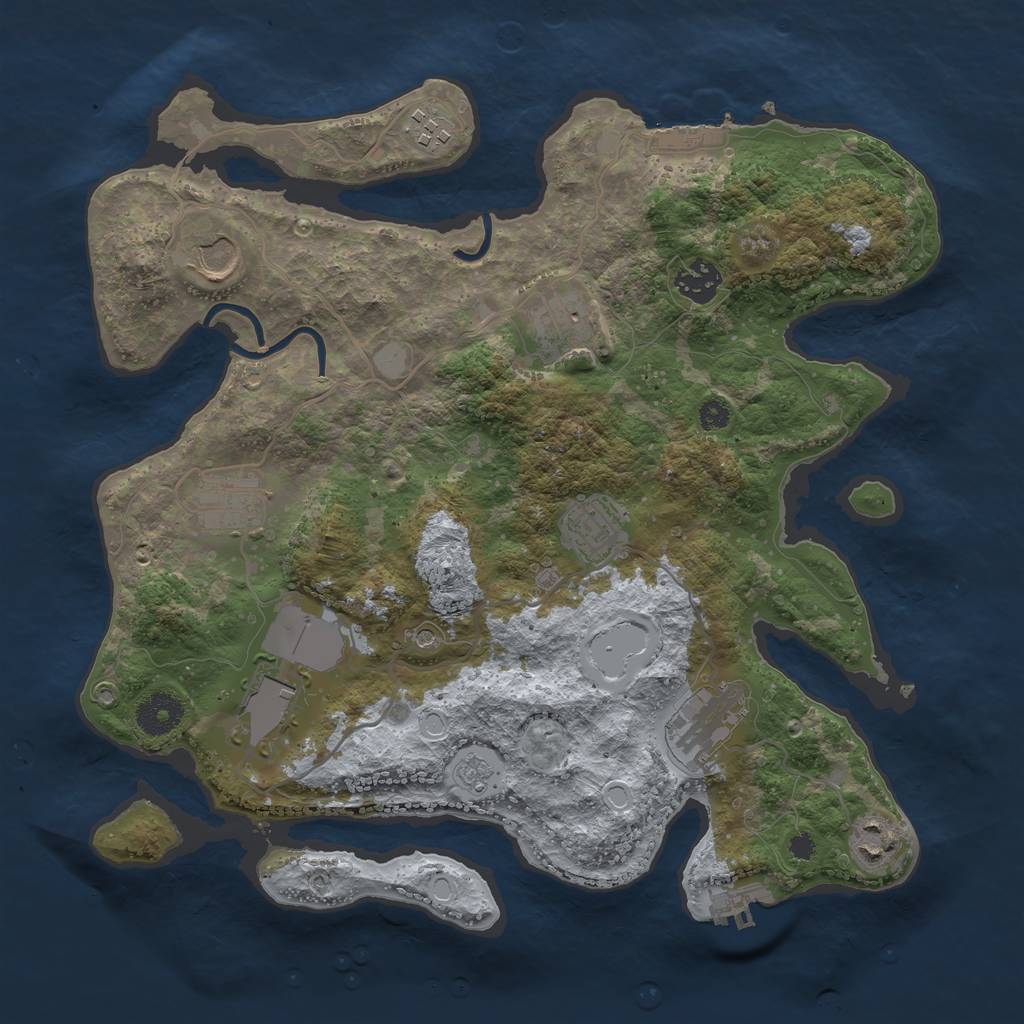 Rust Map: Procedural Map, Size: 3500, Seed: 1234563322, 16 Monuments