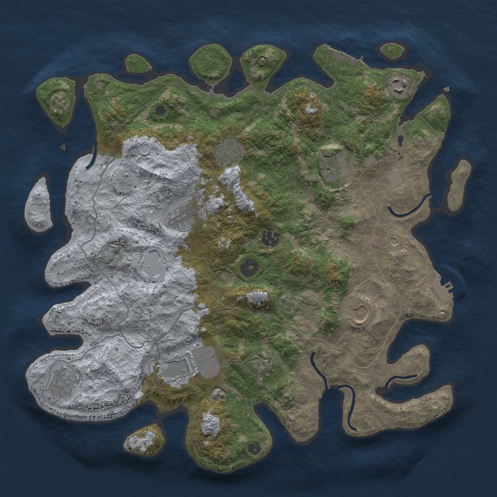 Rust Map: Procedural Map, Size: 4096, Seed: 391144198, 16 Monuments