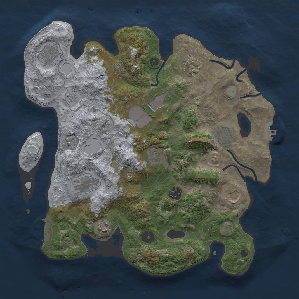 Rust Map: Procedural Map, Size: 3500, Seed: 1043916522, 17 Monuments