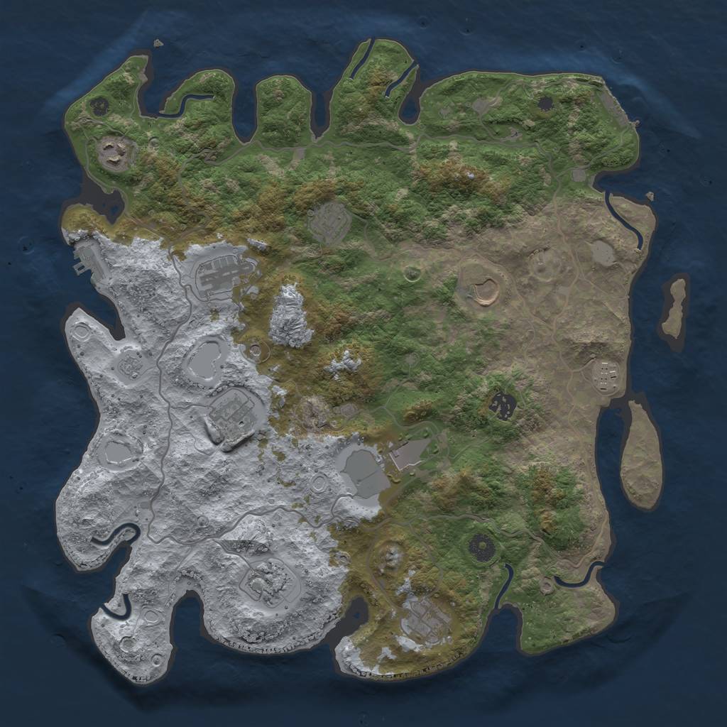 Rust Map: Procedural Map, Size: 4050, Seed: 8589063, 17 Monuments