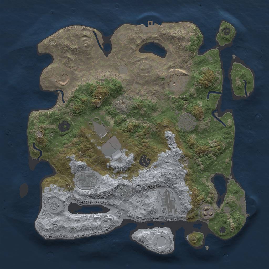 Rust Map: Procedural Map, Size: 3500, Seed: 36724, 16 Monuments