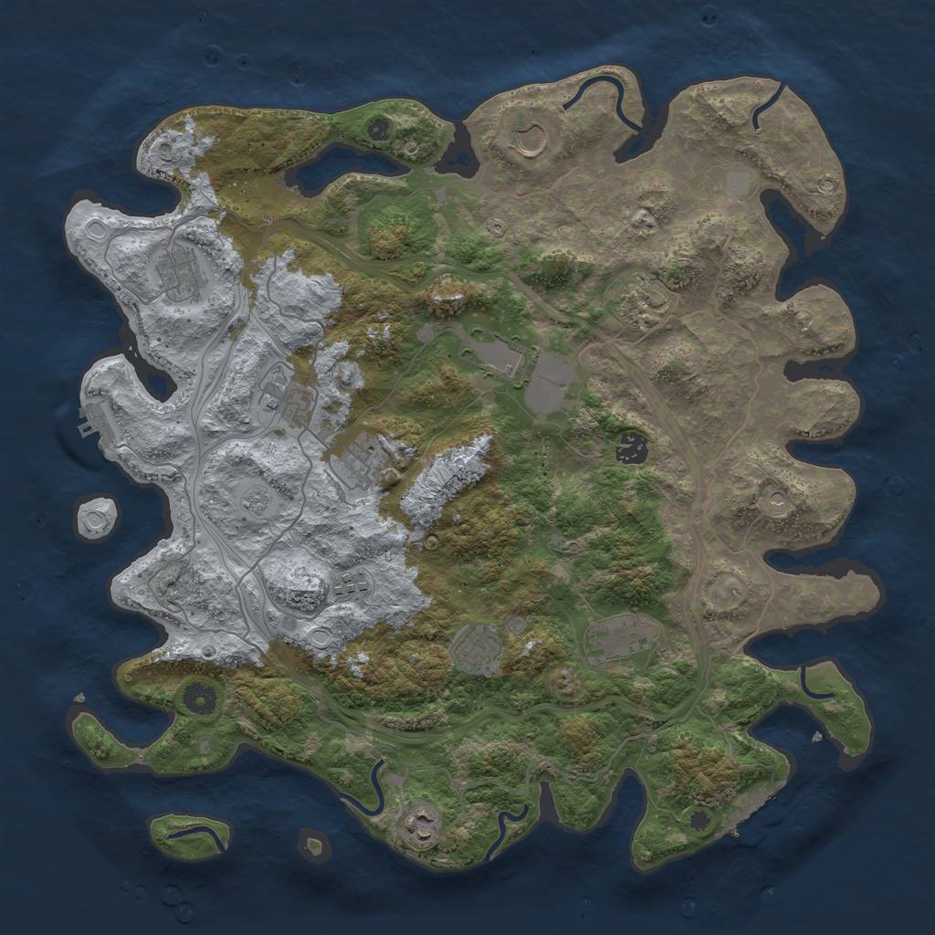 Rust Map: Procedural Map, Size: 4250, Seed: 3017709, 18 Monuments