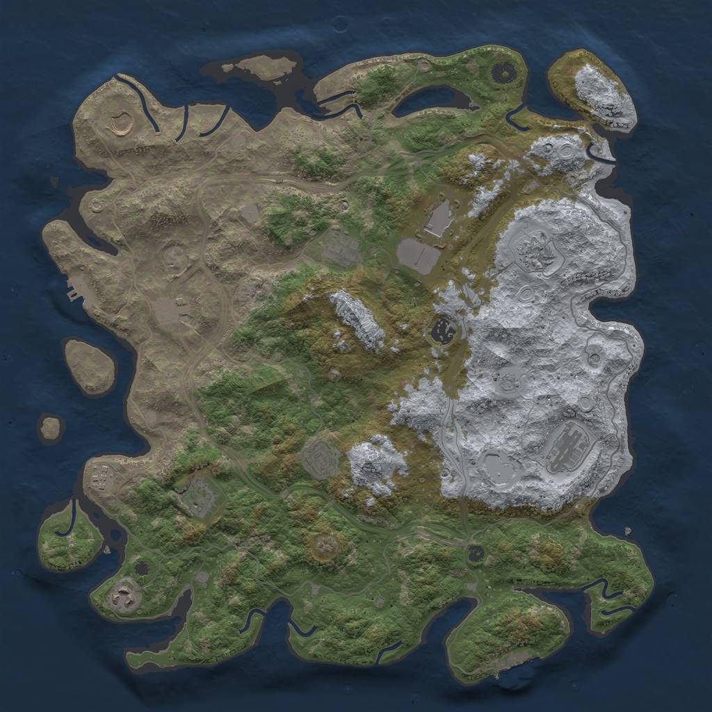 Rust Map: Procedural Map, Size: 4500, Seed: 2038661829, 18 Monuments