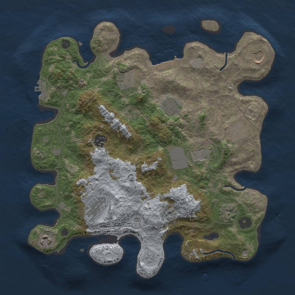 Rust Map: Procedural Map, Size: 3500, Seed: 1162235014, 16 Monuments