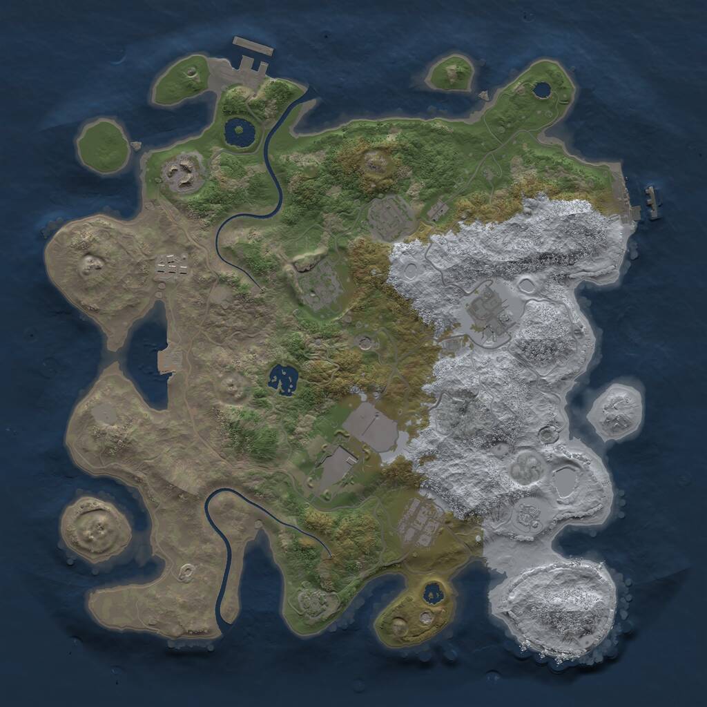 Rust Map: Procedural Map, Size: 3500, Seed: 768393591, 14 Monuments