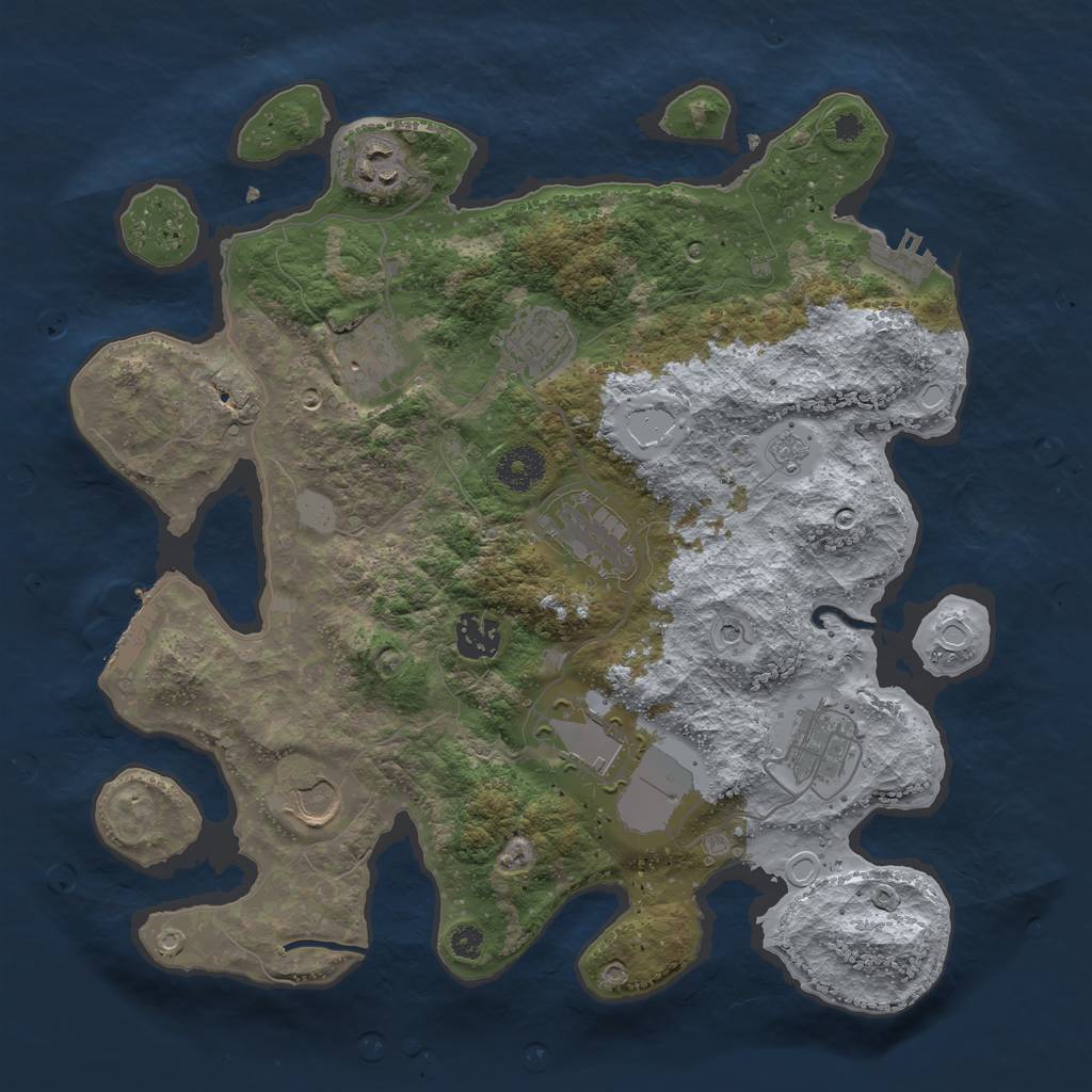 Rust Map: Procedural Map, Size: 3500, Seed: 768393591, 15 Monuments