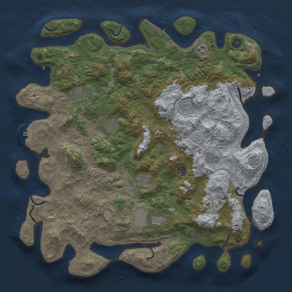 Rust Map: Procedural Map, Size: 4500, Seed: 68423163, 17 Monuments