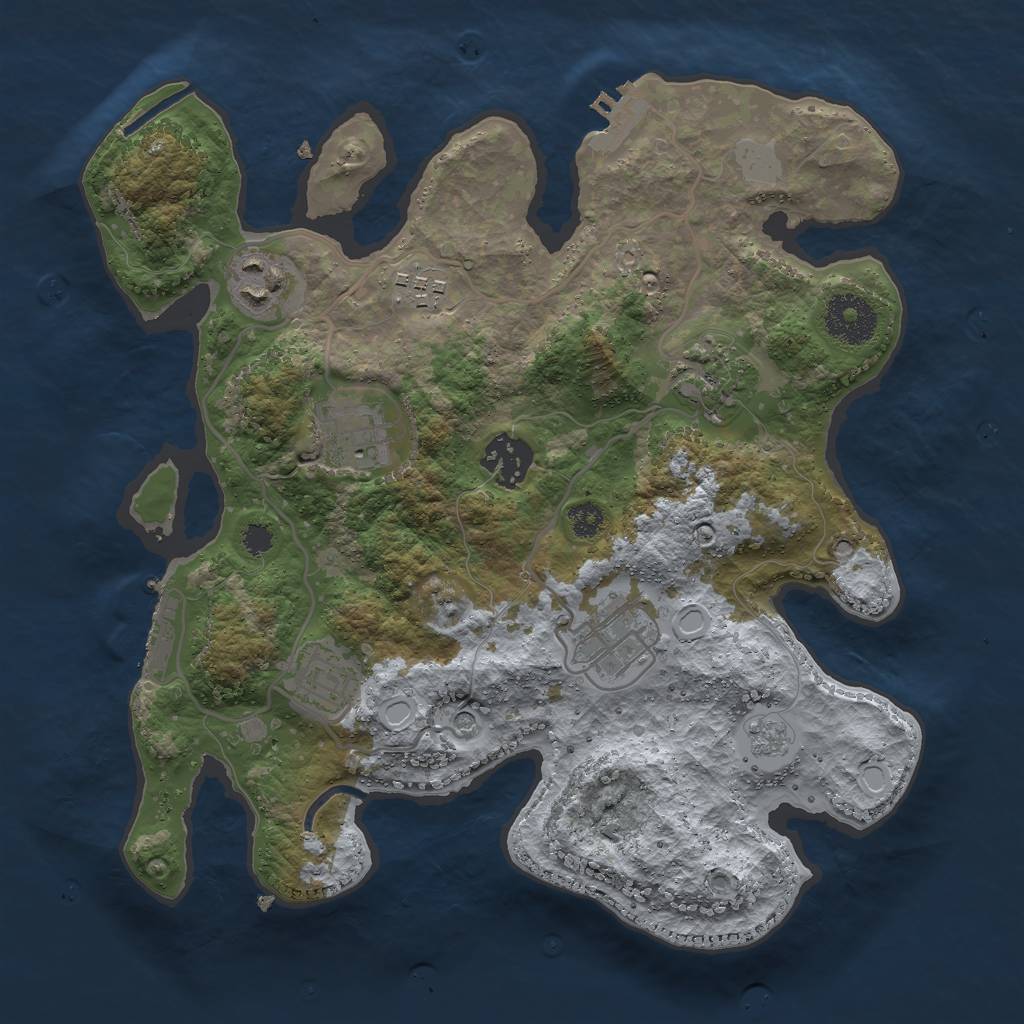 Rust Map: Procedural Map, Size: 3000, Seed: 1384637663, 14 Monuments