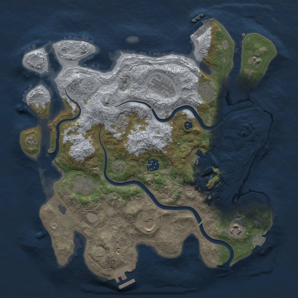 Rust Map: Procedural Map, Size: 3500, Seed: 1265663047, 14 Monuments