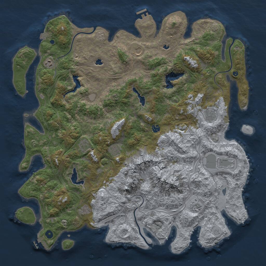 Rust Map: Procedural Map, Size: 5000, Seed: 6261523, 16 Monuments