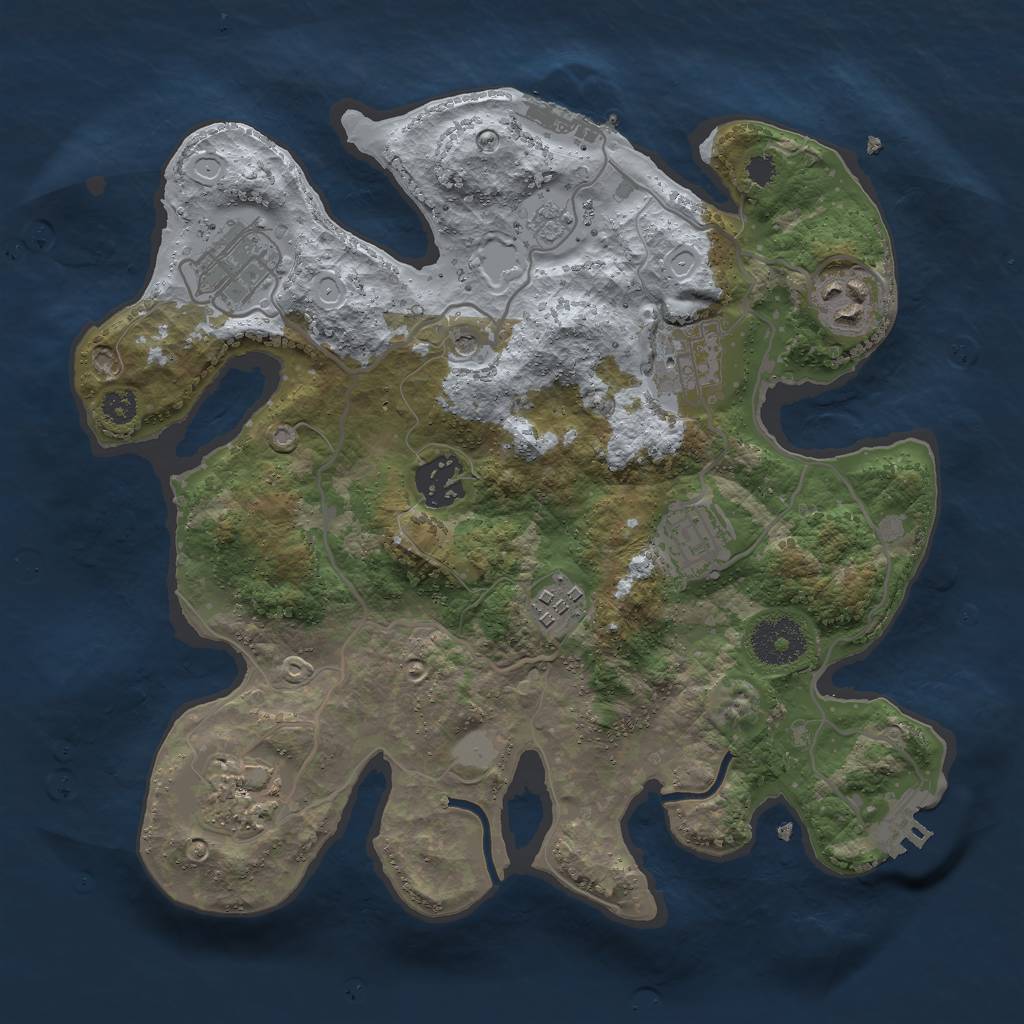 Rust Map: Procedural Map, Size: 3000, Seed: 509868516, 14 Monuments