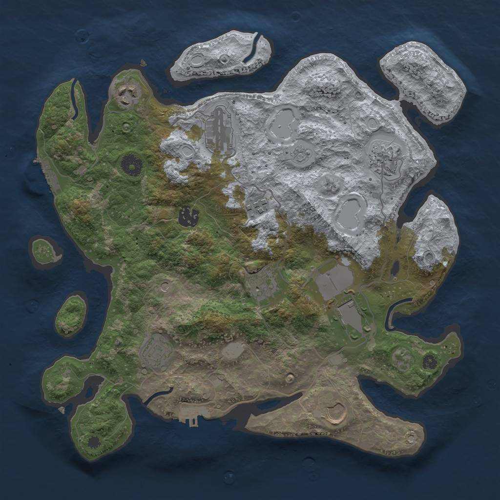 Rust Map: Procedural Map, Size: 3500, Seed: 1661914634, 16 Monuments