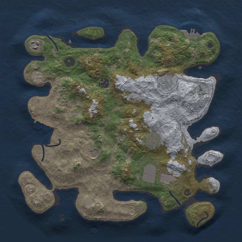 Rust Map: Procedural Map, Size: 3500, Seed: 964722, 14 Monuments