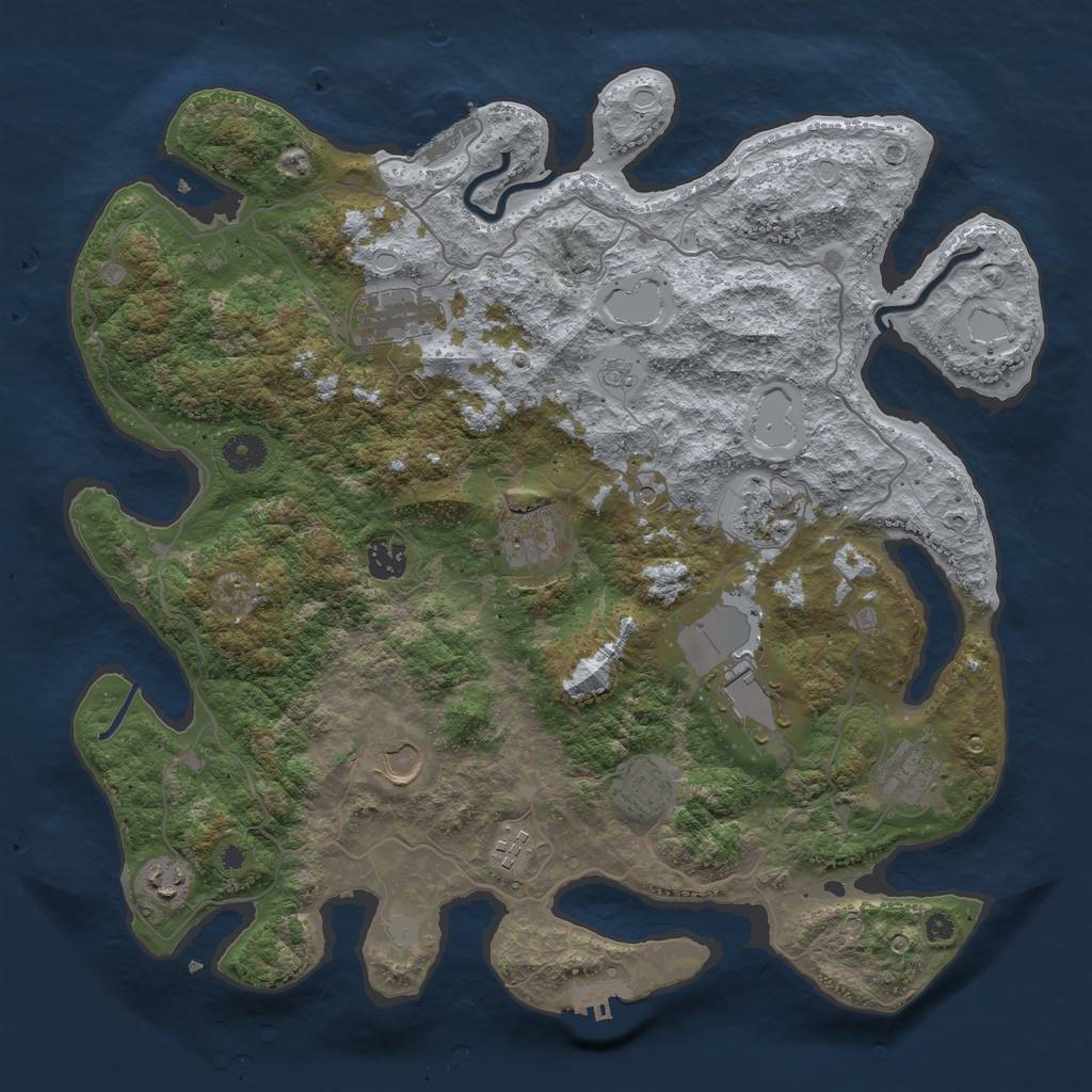 Rust Map: Procedural Map, Size: 4000, Seed: 366121, 17 Monuments
