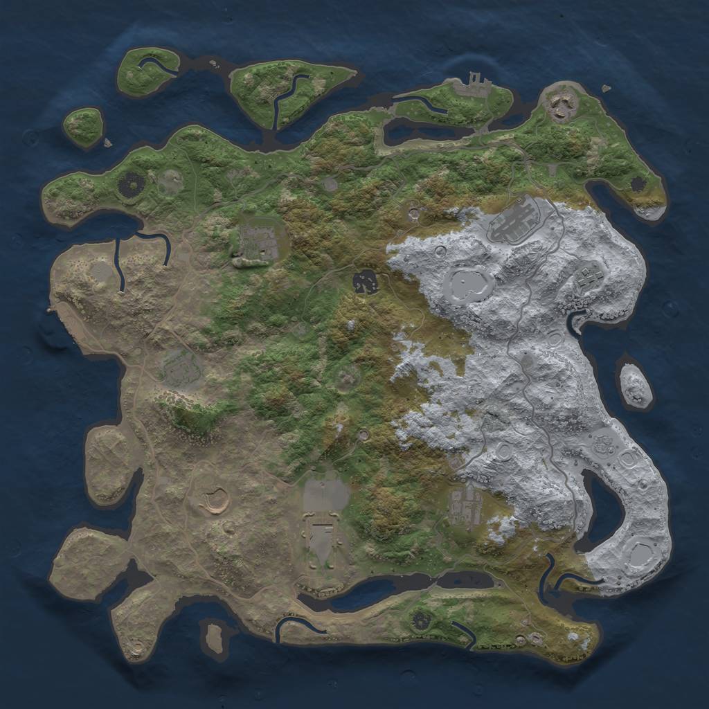 Rust Map: Procedural Map, Size: 4100, Seed: 1469731900, 16 Monuments