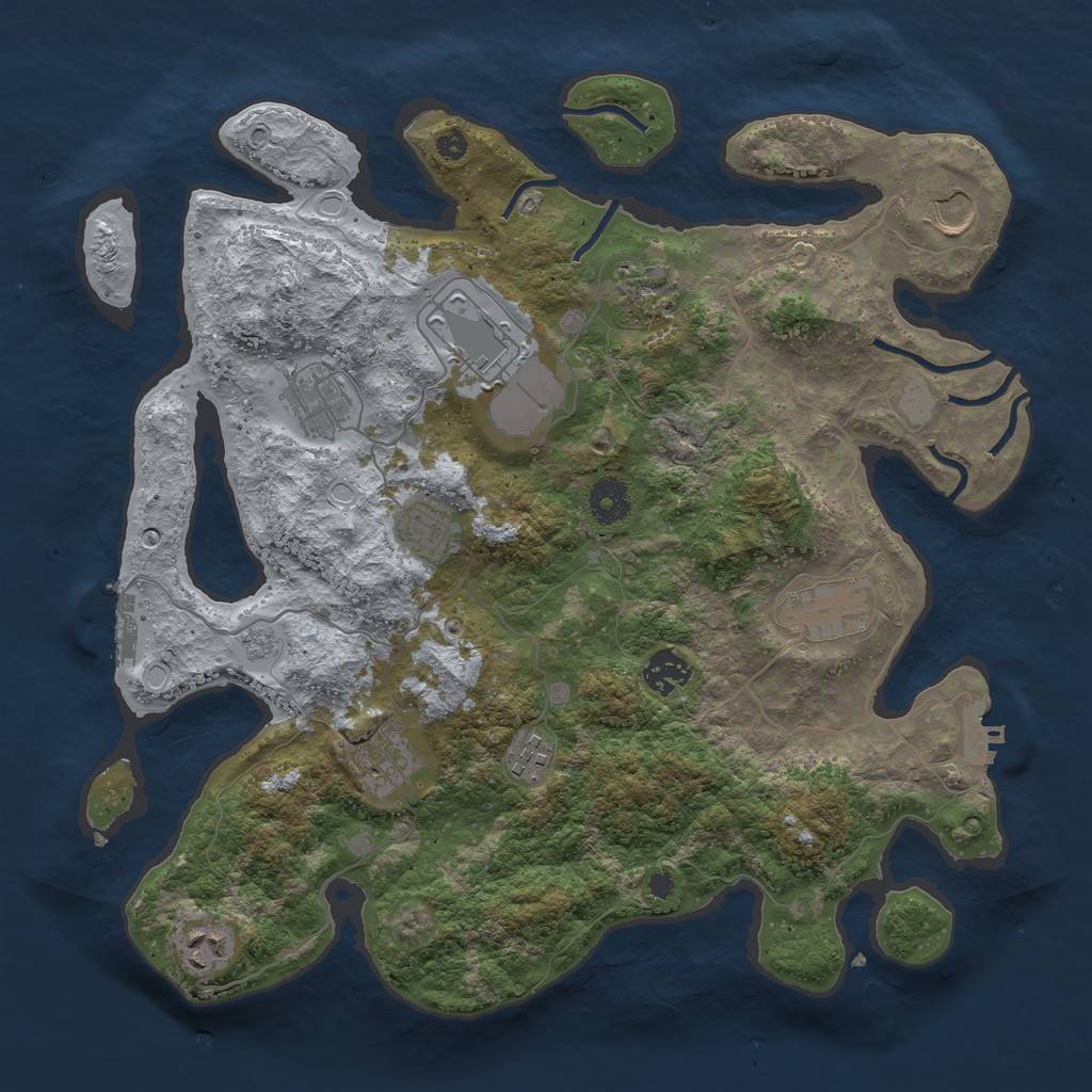 Rust Map: Procedural Map, Size: 3700, Seed: 1841867438, 16 Monuments