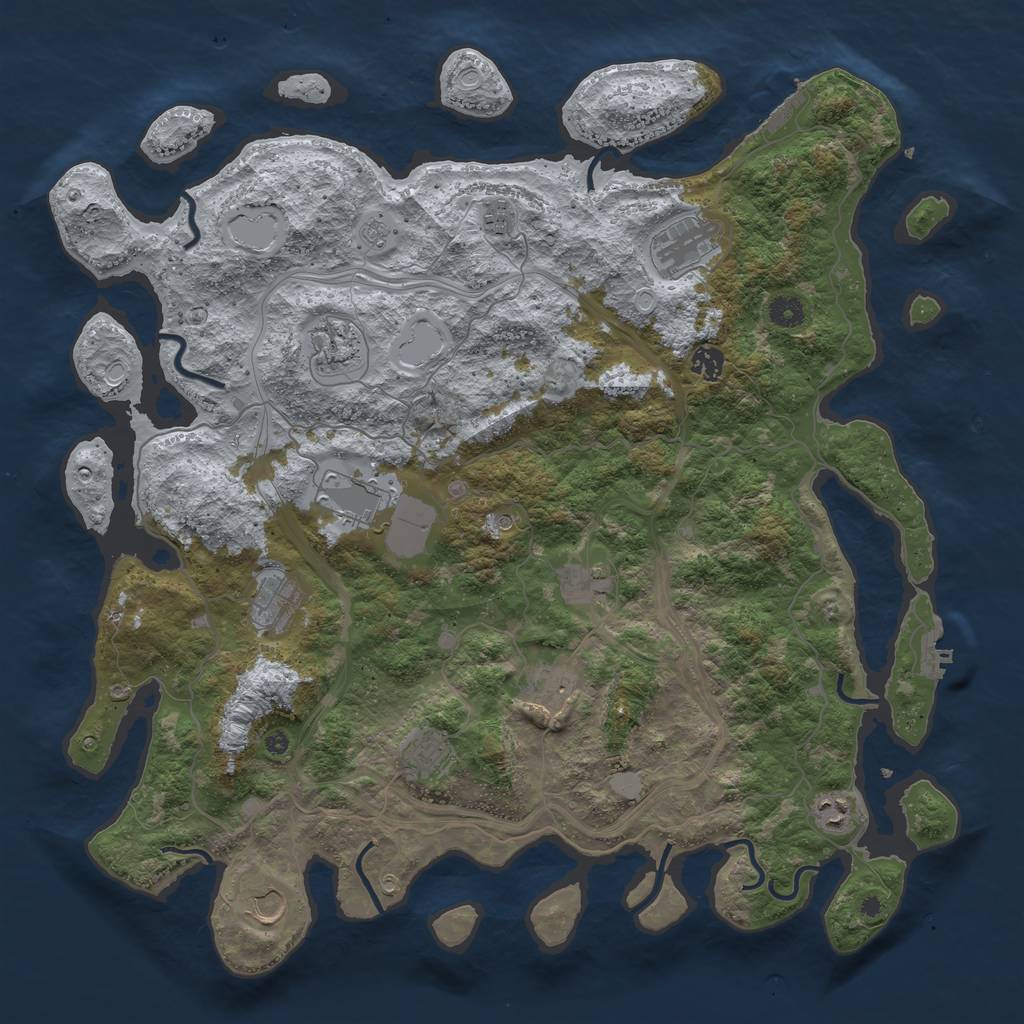 Rust Map: Procedural Map, Size: 4500, Seed: 1910012306, 18 Monuments