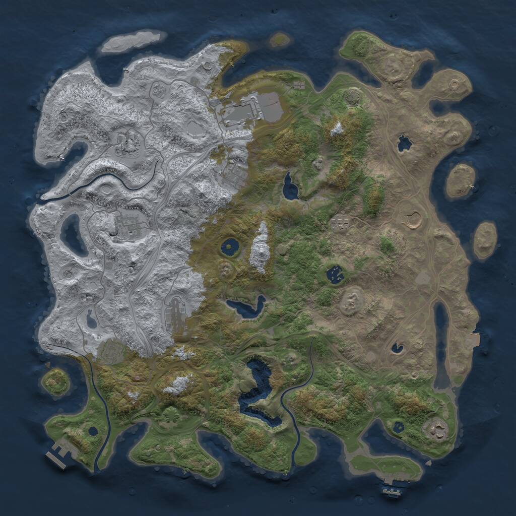 Rust Map: Procedural Map, Size: 4500, Seed: 1236071110, 16 Monuments
