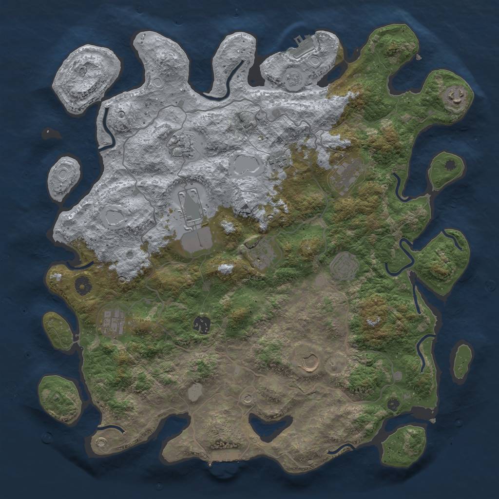 Rust Map: Procedural Map, Size: 4200, Seed: 323, 17 Monuments