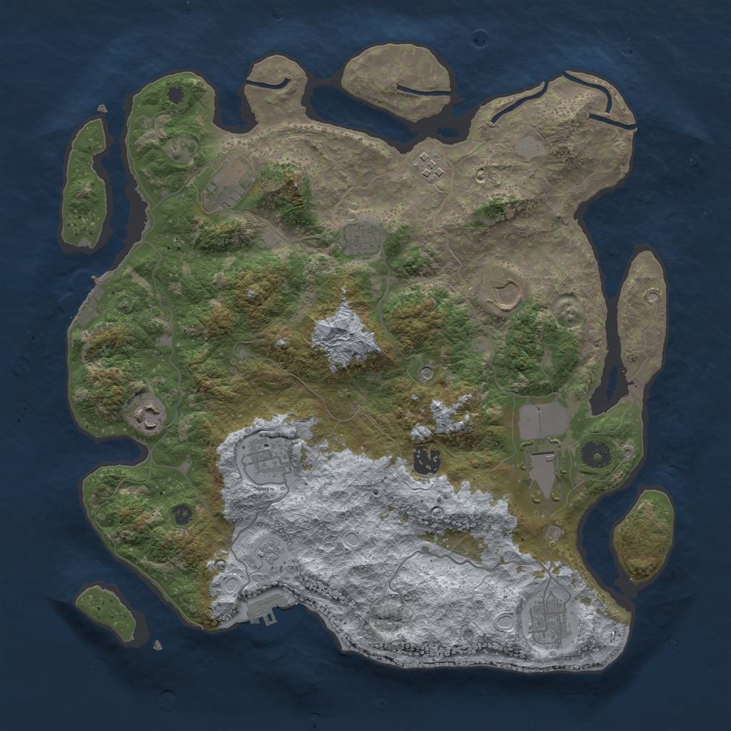 Rust Map: Procedural Map, Size: 3800, Seed: 326362312, 16 Monuments