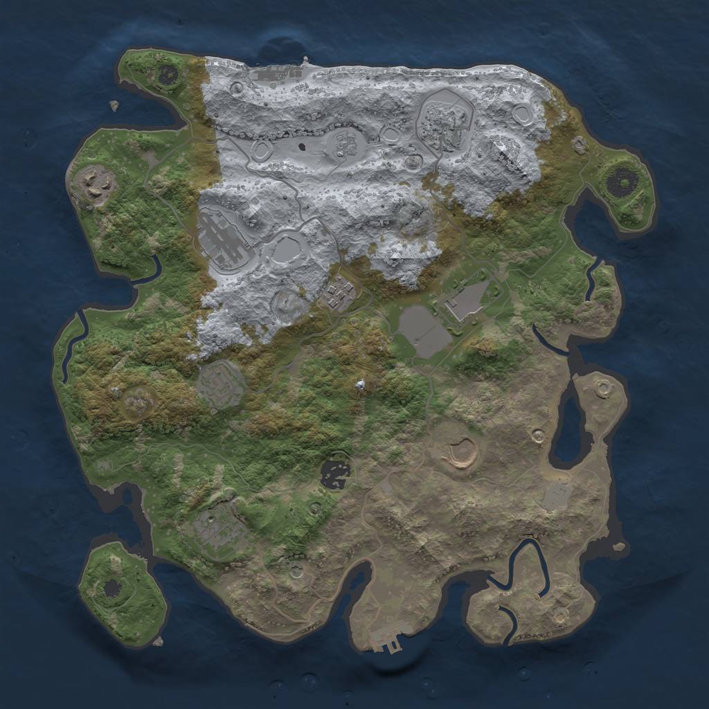 Rust Map: Procedural Map, Size: 3500, Seed: 833175260, 16 Monuments